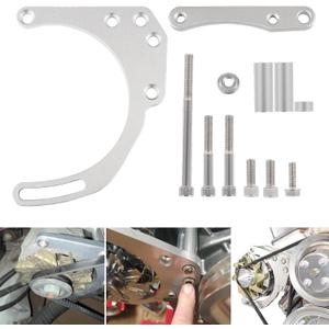 LWP Low Mount Alternator Bracket Double Hump Heads Adjustable Billet Kit for Small Block Chevy SBC 305 327 350 5.0L 5.7L V8 Eight Cylinder Long Water Pump Carburetor V Belt