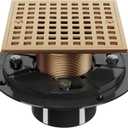 4 Inch Champagne Bronze Shower Drain- Square Shower Floor Drain Kit with ABS Flange-Removable Grid Strainer Cover - SUS304 Stainless Steel Floor Drain Kit