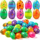 JOYIN 72PCS 2.3" Printed Empty Plastic Eggs Fillable, Bright Colorful Plastic Eggs Bulks for Festival Hunt, Filling Treats, Party Favor, Basket Stuffers, Classroom Prize Supplies