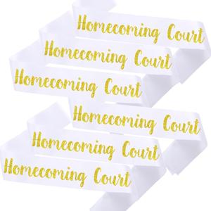 6PCS Homecoming Court Sashes Bulk, Glitter Gold Black Sashes for Homecoming Party School Dance Graduation Pageants Party Favors Decorations 6PCS Homecoming Court Sashes Bulk, Glitter Gold Black Sashes for Homecoming Party School Dance Graduation Pageants Party Favors Decorations