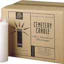 Root Candles Cemetery Prayer Candles for Outdoor Burning in Clear Flame Resistant Plastic Vessels, 12-Count, Memorial