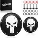 Skull Clutch/Derby Timer and Points Covers for Harley Twin Cam 1999-2015 Dyna Softail Touring Road King Electra Glide Street Glide Road Glide Tri Glide,Black
