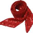 HI-party Small scarf with fashionable sequins for decoration (Red)