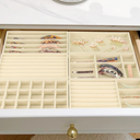 Velvet Stackable Jewelry Trays, Jewelry Drawer Organizer, Large Removable Display Jewelry Tray, Necklace Bracelet Storage Box for Earring, Ring, Brooch, Watch (Beige)