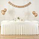 8ft Ivory Spandex Table Cloths for Rectangle Tables Wrinkle Free Ivory Rectangle Tablecloths, Stretch Fitted Table Cover with Skirt for Wedding Birthday Party Banquet Baby Shower Buffet Event (96" x 30" (8FT - 1 Pack))