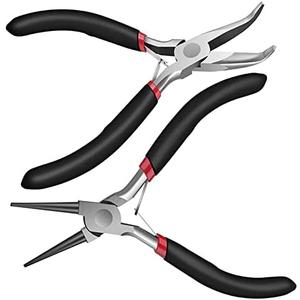 SATMW 2Pack Bent Chain Nose Pliers and Round Nose Pliers for Crafting and Repair Jewelry Making Supplies
