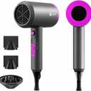 slopehill Professional Ionic Hair Dryer, Powerful 1800W Fast Drying Low Noise Blow Dryer with 2 Concentrator Nozzle 1 Diffuser Attachments for Home Salon Travel (Black)