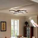 Shine LUEST Modern LED Ceiling Lights for Bedroom 26" Dimmable Square Ceiling Lights for Living Room with Remote Control Black Bedroom Light Fixture for Kitchen,Bathroom,Balcony