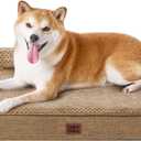 EHEYCIGA Memory Foam Dog Bed Large Size Dogs, Orthopedic Dog Bed Large with Washable Removable Cover, Waterproof Pet Sofa Couch with Nonskid Bottom, 36x27x6, Camel