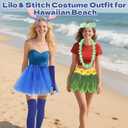 2 Pack Hawaiian Costume for Women Adults, Hawaiian Luau Hula Skirts Outfit Tropical Tutu Dress Set Includs Headband Necklace Bracelet Red T-shirt for Halloween Beach Party Holiday Hula Dress-Up