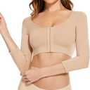 KSKshape Arm Shaper for Women Post Surgery Arm Lipo Compression Sleeves Front Closure Shapewear Bra Posture Corrector (Medium, Beige)
