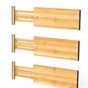 ANTOWIN 4 Pack Expandable Drawer Dividers, 4.7'' High, Extend from 12.2'' to 17.7'', Dresser Drawer Organizers, Bamboo Separators for Kitchen, Bedroom, Office, Bathroom (Natural)