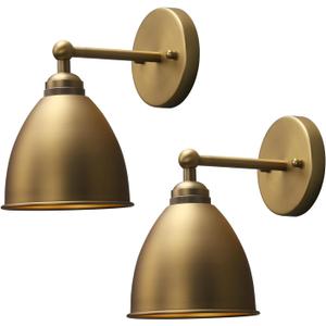 Phansthy Industrial Hardwire Wall Sconce Vintage Farmhouse Wall Light Fixture, Right-Angled Wall Lights with Rustic Metal Lampshade for Bedroom, Living Room, Reading, Kitchen (Antique, 2 Pack)