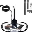 Outdoor Ceiling Fan with Light and Remote, 21" Wet Rated Outdoor Fans for Patios & Gazebo, 6-Speed Adjustable, 3-Color Dimmable LED (Black)