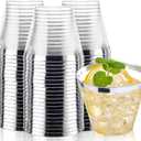 I00000 200pcs Silver Disposable Plastic Cups 9 oz Clear Plastic Cups Old Fashioned Tumblers Silver Rim Cup Disposable Party Cup Elegant Silver Wine Glasses Cocktail Cup