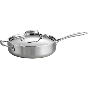 Tramontina Tri-Ply Clad Stainless Steel 3-Quart Saute Pan with Lid, Induction-Ready Cooking Pan, Dishwasher-Safe, NSF-Certified, Made in Brazil