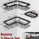 Sakugi Corner Shower Caddy - 3-Pack Shower Organizer with Soap Holder & Built-In Hooks, Rustproof Metal Shower Shelves, Laundry, Kitchen, Bathroom Organizers and Storage Solution, Large, Black