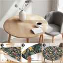 Round Fitted Tablecloth with Elastic Edge, Waterproof Stain Resistant Fabric Table Cover for 53"-60" Round Table, Indoor Outdoor Dining, Kitchen Decor, Camping, Party, Holiday, Tropical Birds