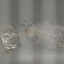 2 Pcs Women Victorian Hair Accessories Includes Ostrich Feather and Pearl Tassel Barrette Clip for 18th Century Renaissance Queen Blonde Beehive Cosplay Decor(White)