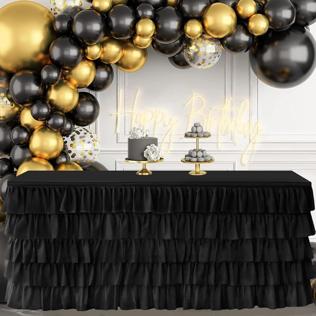 Black Tulle Table Skirt 6ft Tutu Table Skirt For Rectangle Table Birthday Party Decorations Baby Shower Girls Parties Cake Dessert Table Decorations Ruffle Table Skirting