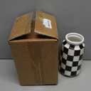 Checkerboard Ceramic Vase - Porcelain Black and White Checkered Decorative Vases for Home Decor,Elegant Flower&Pampas Grass for Centerpieces,Thanksgiving/Halloween for Living Room Kitchen