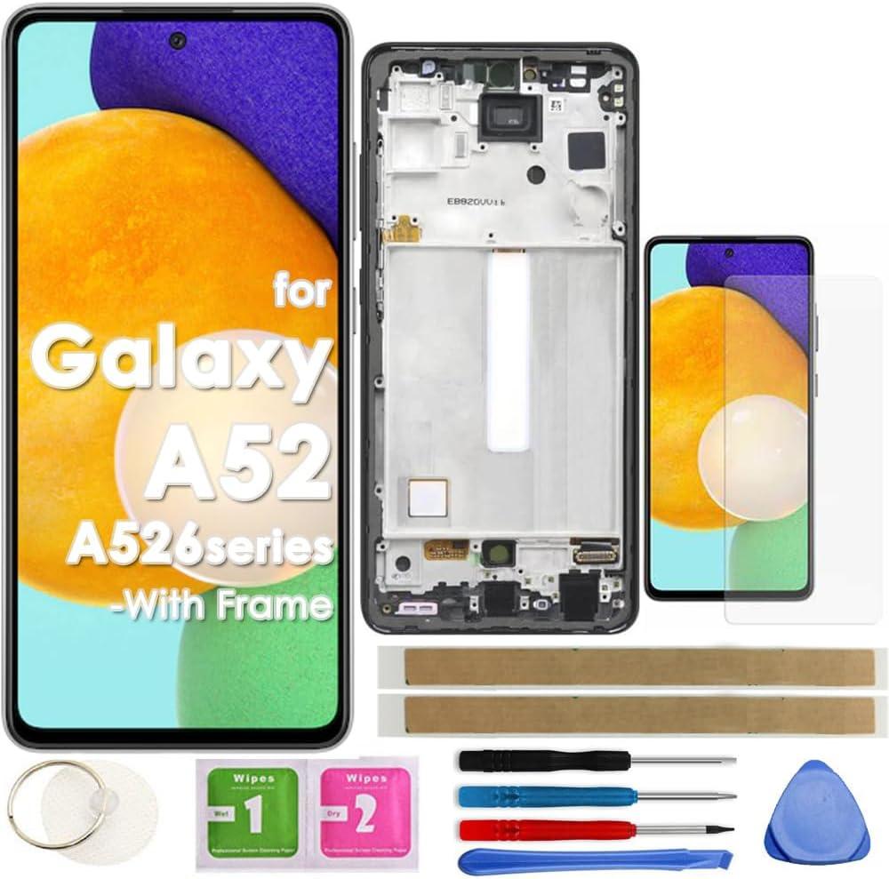 LCD Screen Replacement Touch Display Digitizer Assembly with Frame for Samsung Galaxy A52 5G A526 SM-A526U A526T A526V A526A A526B A526U1 A526W 6.5" (Not for A52 4G)