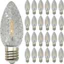 25 Pack LED C9 Clear Christmas Light Bulbs, Commercial Grade Strawberry C9 Warm White Replacement Light Bulbs, Dimmable E17 Base LED Bulbs for Outdoor Indoor Christmas String Lights Patio Decor