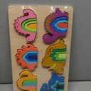 Adena Montessori 24PCS Wooden Stacking Puzzles for 3-6 Year Old Toddler, Wooden Sorting Stacking Toy for Baby Boys Girls 3+,Educational Learning Shape Sorter Color Stacker Preschool Kid Gift (Dinosaur)