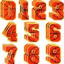 Hotop 30 Pcs Chenille Letter Patches Iron on Patches for Clothing Sports Patches Chenille Embroidered Applique for Bags Hat DIY Clothing Jackets Backpacks Repair (Orange, Basketball Number Style)