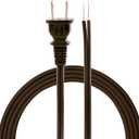 GE Power Gear 8 Ft Lamp Cord, Polarized Molded Plug, 2-Prong, DIY Repair/Replacement, UL Listed, Brown, 54616