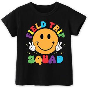 Field Day Shirt for Toddler Boys Girls Kids 2-8T, Colorful Field Day Print, Short Sleeve Tee, Fun & Comfortable (Black)