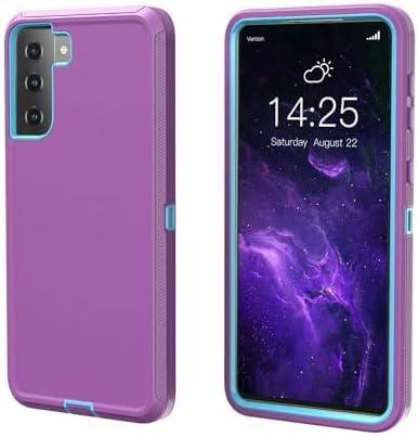 for Galaxy S21 5G case,Samsung S21 Heavy Duty case,[Without Belt Clip][Military Grade Protective ],[Shockproof] [Dropproof] [Dust-Proof], Compatible with Samsung Galaxy S21 5G (PurpleSky Blue