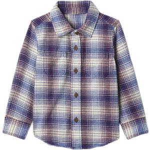Gap Boys' Long Sleeve Flannel Button-Down Shirt (6-12 Months, Bellwether Blue)