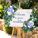 Petalivebioom Artificial Wedding Arch Flowers (Pack of 2), White Wedding Flowers for Wedding Welcome Ceremony Sign, Faux Floral Swags, Banquet and Reception Backdrop Floral Decoration (White & Purple)