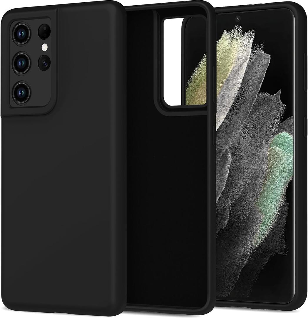 bemal for Samsung Galaxy S21 Ultra Case - Smooth Silky Liquid Silicone - Slim Fit Soft Microfiber Lining - Designed for Women and Girls - Shockproof Protective Phone Cover 6.8"- Black