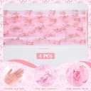 4 Pcs Pink Bow Table Runners 29 x 70 Inch Pink Tulle Lace Table Runner Coquette Bow Tablecover for Wedding Birthday Baby Shower Valentine's Home Decor