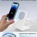 Meifigno Magnetic Wireless Charger Designed for iPhone 16 Pro Max/15/14/13/12 Series, Fast Charging with PD 20W USB-C Adapter & Cable, Compatible with MagSafe Charger Stand, White