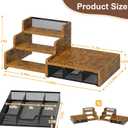 Coffee Station Organizer with K Cup Holder, 28 Pod Capacity,3-Tier Syrup Rack with Coffee Pod Holder Drawer, Coffee Bar organizer Countertop for Accessories,Rustic Brown