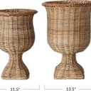 Creative Co-Op 2-Piece Woven Rattan Urn Set, Natural Finish, 13.5" x 18.5" & 11.5" x 16.5"