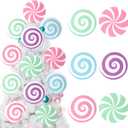 Shellwei 12 Pcs 9.9 Inch Large Pastel Christmas Candy Ornaments Peppermint Lollipop Christmas Tree Picks Pastel Xmas Tree Decorations for Xmas Topper Holiday Party Decor