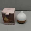 SALKING Essential Oil Diffuser, 100ml Small Aromatherapy Diffuser with Auto Shut-Off Function, Ultrasonic Diffusers for Essential Oils, Cool Mist Humidifier with Warm White Lights, for Office Home (White + Wooden Grain)