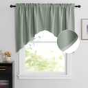 NICETOWN Kitchen Valances for Window, Farmhouse Rustic Room Darkening Swag Curtains for Living Room Rod Pocket Soft Short Curtains for Bedroom Decor, 1 Piar, 36" x 36" x 18" per Panel, Greyish Green