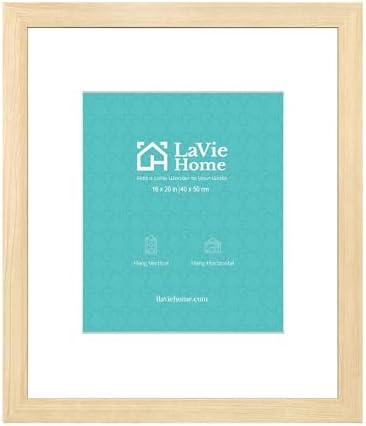 LaVie Home 16x20 Picture Frame Beige Oak Wood Poster Frame, Display Pictures 11x14 with Mat or 16x20 Without Mat, Stable Frame and Polished Plexiglass, Horizontal and Vertical Format of The Walls