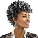 Afro Wig Afro Wigs For Black Women Pixie Wigs For Women Curly Hair Wig Gray Wigs Black Curly Wig Synthetic Curly Wig Curly Afro Wigs For Black Women Grey Curly Wig Curly Short WigBlack And Gray