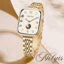 Melyis Slim Metal Band Fits Apple Watch Bands for Women 42mm(Series 11/10) 40mm 41mm 38mm, Dressy Stainless Steel iWatch Bands, Thin Band for Apple Watch Series 11 10 9 SE 8 7 6 5 4 3, Gold