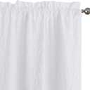 Chyhomenyc Anna White Curtains 84 Inch Length 2 Panels, Light Filtering 3D Embossed Textured Leaf Pattern Curtain Drapes for Bedroom Living Room, Each 42Wx84L Inches