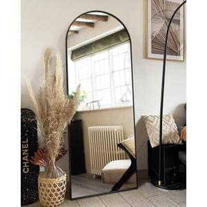 Floor Mirror, Full Length Mirror with Stand, Arched Wall Mirror, Mirror Full Length, Black Floor Mirror Freestanding, Wall Mounted Mirror for Bedroom Living Room, Black (59"L x 18"W)