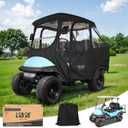 10L0L Golf Cart Enclosure for 4 Passengers Club Car Precedent - 57'' Roof Fit, Waterproof Transparent Driving Cover with Security Side Mirror Openings, Black - Fits 4 Seater
