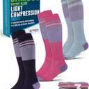 Doctor's Select Bamboo Viscose Light Compression Socks for Women & Men - 3 Pairs, 8-15 mmHg Compression Socks, Knee High (Large)