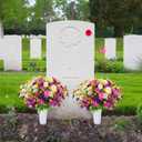 Giegxin 6 Sets Cemetery Flowers for Grave with Long Spikes Vase Artificial Grave Memorial Flowers for Cemetery Headstones Gravesite Memorial Day Arrangements Decoration(Purple and White)